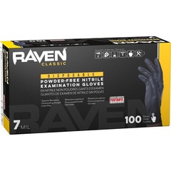SAS Safety Raven Powder-Free Nitrile 7mil Black Glove 100-Box #66518