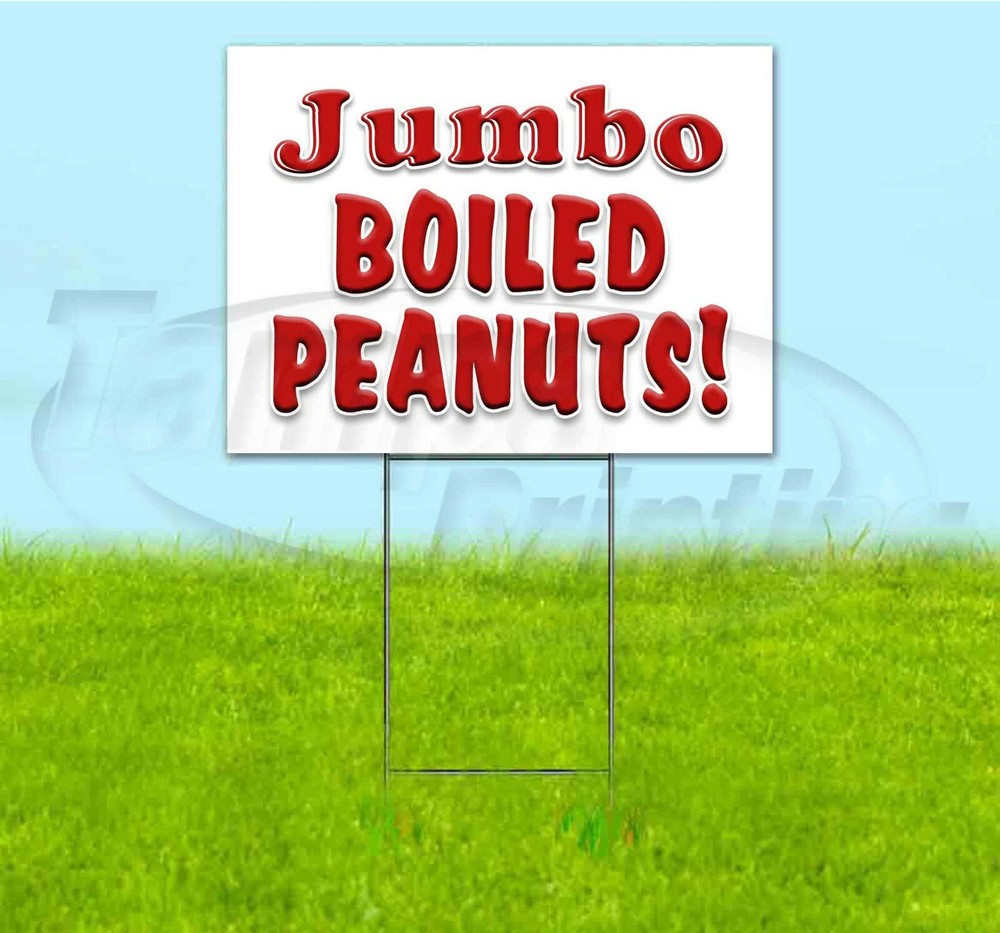 JUMBO BOILED PEANUTS 18×24 Yard Sign WITH STAKE Corrugated Bandit USA FOOD