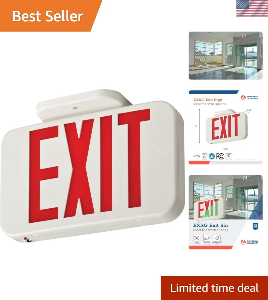 LED Exit Sign Single Sided Switchable Red Green Emergency Backup Wall Mount