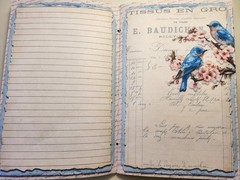 Junk Journal Blank Booklet “CHERRY BLOSSOM” HANDMADE Florals LG 5.5″x8.5″ 40pgs