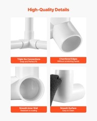 VEVOR 3-Way PVC Fittings 10-Pack PVC Pipe Joints Elbow Connector for 1″ PVC Pipe