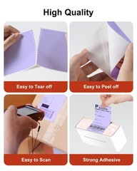 500PCS 4×6 Thermal Shipping Labels – Purple Fanfold Compatible with Rollo, MUNBY