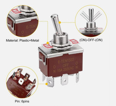 HEAVY DUTY DPDT ON-OFF-ON TOGGLE SWITCH 20A 125V, 15A 250V Screw Terminals USA