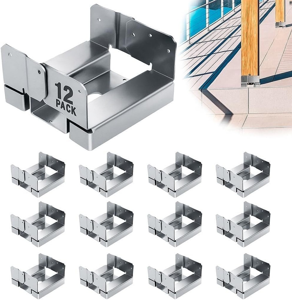 6Pcs 6X6 Post Base for Concrete Heavy Duty Galvanized Post Anchor Base Adjustabl