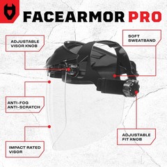 NoCry Premium Safety Face Shield for Grinding and 1 Count (Pack of 1), Black