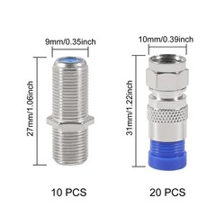 20Pcs F Type RG6 Compression Connectors Coaxial Cable Crimper Kit with Wire…