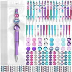 24 Sets Assorted Plastic Beadable Pens Multicolor Bubblegum Crystal Spacer Be…