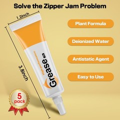 5 Pack Zipper Lubricant for Metal and Plastic, Instant Waterproof Zipper Lube