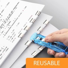 Mini Stapleless Stapler Reusable Paper Binder Office School Stationery