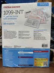 2023 Office Depot 1099-INT Tax Forms w Envelopes 4-Part 10-PK Staples USA 2023