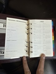Vintage 1993 Leather 6 Ring Organizer Planner Address Book 7.5 x5 Snap Front