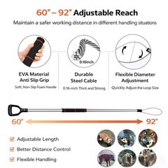 Animal Catch Pole Control Tool – 60″-92″ Adjustable Noose Pole Animal Control…