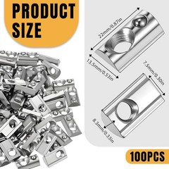 100 Pcs 40 Series M8 Thread T Spring Nut Carbon Steel European Standard M8 T Nut