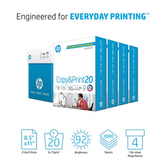 HP Printer Paper, Copy & Print 20lb, 8.5×11, 4 Bulk Packs, White, 3000 Sheets