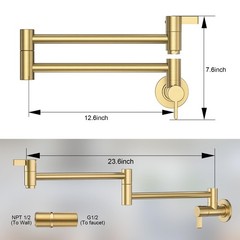 Brushed Gold Pot Filler Faucet Arcora Modern Pot Filler Wall Mount Folding