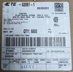 6000 TE Connectivity 63097-1 FASTON 250 Quick Connect Terminals 18-14AWG NEW