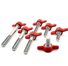 1/4″-20 Thumb Screws T Bolts with Red Butterfly Tee Wing Knob Stainless Steel