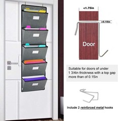 Over the Door Hanging File Organizer 5 Extra Large Pockets Wall Hanging File …