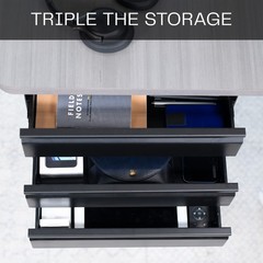 VIVO Black 3 Level 16″ Pull Out Under Desk Storage Drawer Set
