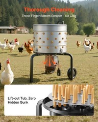 VEVOR 19.7″ Electric Chicken Plucker Machine 750W & 275RPM 114 Fingers & Wheels