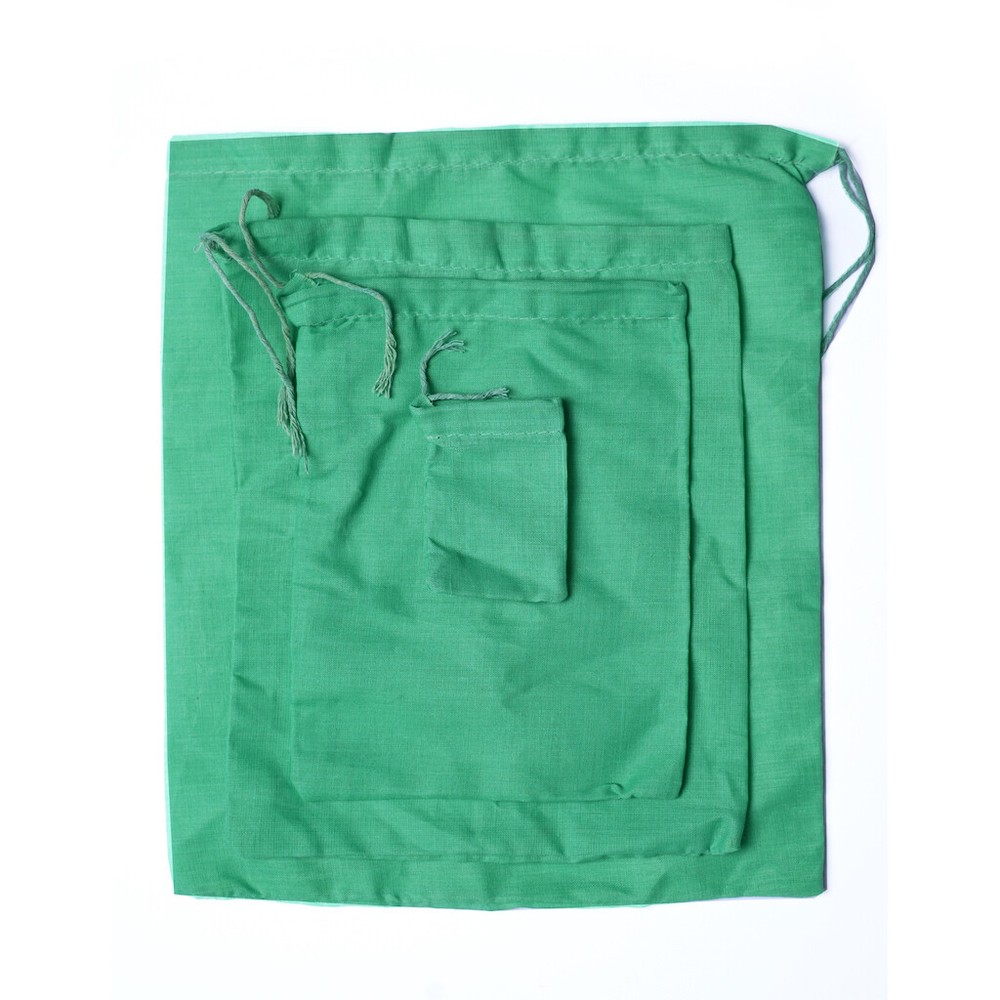 12 x 20 Inches Cotton Single Drawstring Green Reusable Storage Cotton Muslin Bag