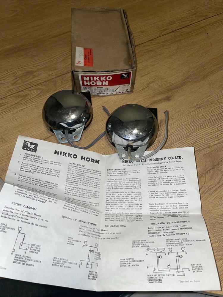 NIKKO HORN YPD-1400-12 / YRD140012 Motorcycle Dual Horn 12V Chrome
