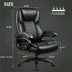 500lbs Heavy Duty big and tall leather office Chair Ergonomic executive wide 500