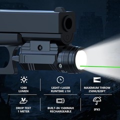 1200 Lumen Pistol Light Laser Combo Green Beam 1200
