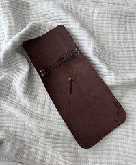 Dark Brown Leather Journal Cover with Charm A6