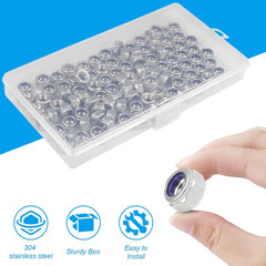 40PCS M8 Locknuts M8x1.25mm Nylon Insert Hex Lock Nuts 304 Stainless Steel Metri