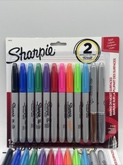 Lot of 3 Sharpie Permanent Markers, Fine Point, Assorted Bold Colors, 12 Count