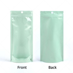 Multi-Sizes Clear Front Green Back Glossy Foil Stand up Zip Lock Bag w/Hang Hole