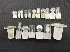 Lot of (6) Laboratory Glass #8 to #29 Flask Length Stopper – Hollow or Solid