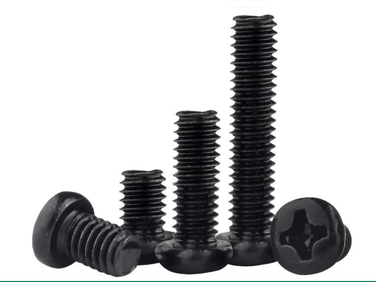 M2 M2.5 M3 M4 M5 Black Carbon Steel Phillips Cross Pan Head Machine Screws Bolts