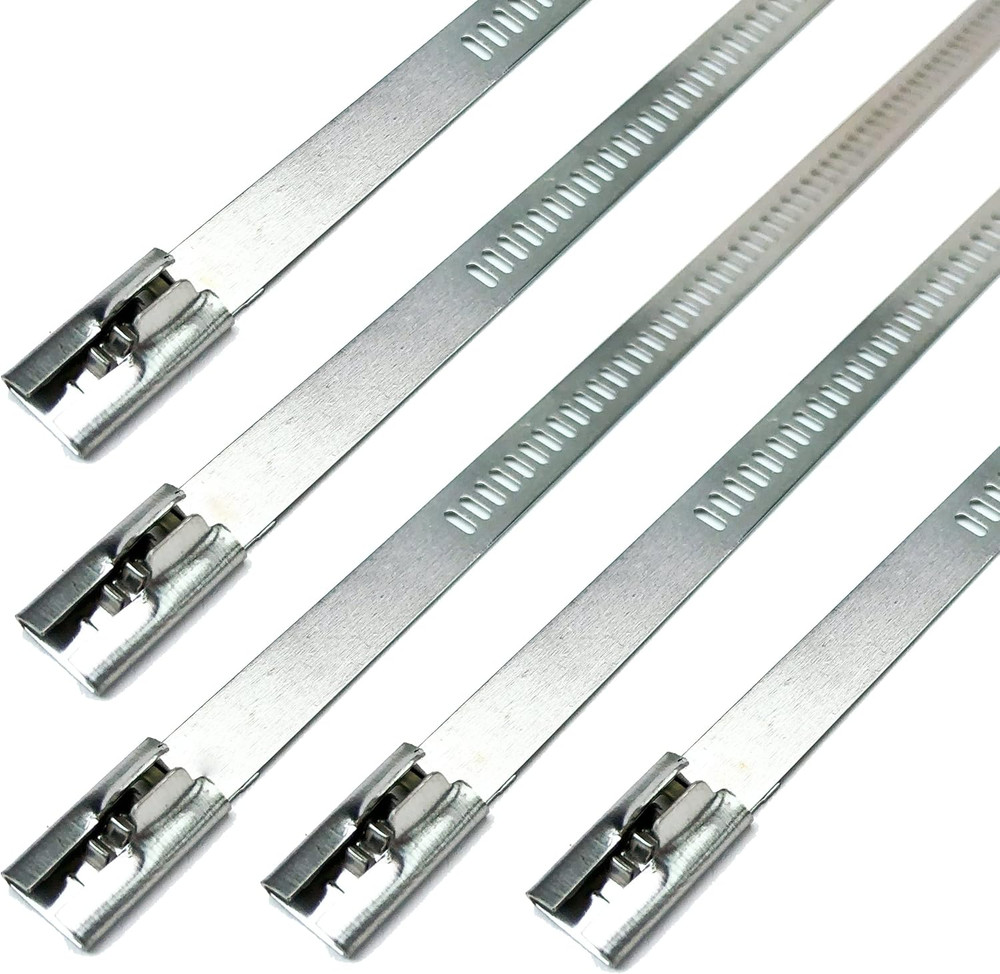10 Pack Secure 14″ Long Stainless Steel Positive Locking Zip Ties Heat Resistant