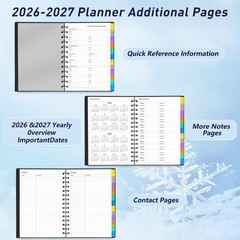 Daily Planner 2026-2027, 18-Month Weekly and Monthly 5.7 x 8.3 inches, Black