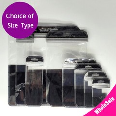 Multi-Size Clear/Black w/Clear/Clear Glossy Flat Mylar Zip Lock Bag w/ Hang Hole