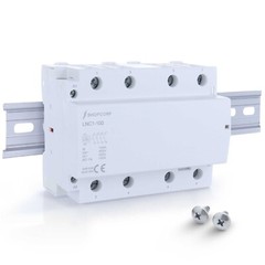 4 Pole NO Contactor 100A 120V Coil IEC 500V with DIN Rail and Screws Included
