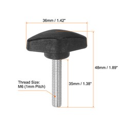 4pcs M6 x 35mm Male Thread Tee Wing Knobs Thumb Screw Clamping Knobs Grip Black