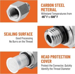 10 Hydraulic Adapter Fittings: #4 SAE/ORB Male x 1/4″ NPTF Female, 6405-04-04
