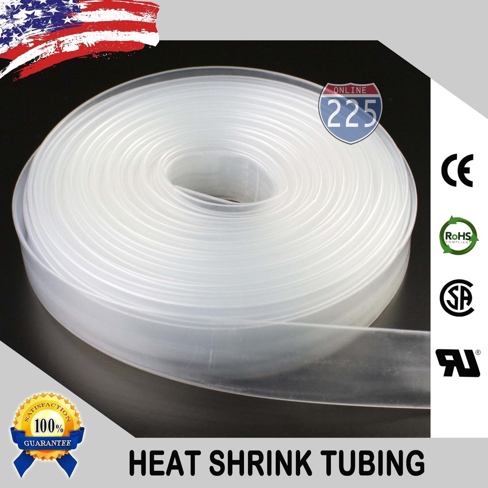 100 FT. 100′ Feet CLEAR 1/4″ 6mm Polyolefin 2:1 Heat Shrink Tubing Tube Cable US