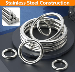 Stainless Steel Round Rings Heavy Duty Solid Metal O Ring Welded Smooth 15~150mm