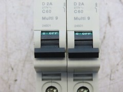 Schneider Electric C60 2A Multi 9 D2A Circuit Breaker 1 Pole DIN Rail Lot of 2