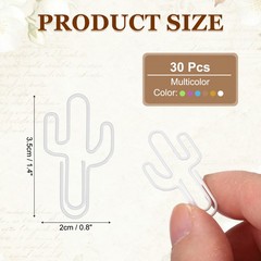 30Pcs Paper Clip, Cactus Shape Paper Clip Small Cute Bookmarks, Multicolor