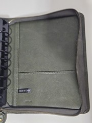 Franklin Covey Planner Sandstone Leather Green 7 Ring Full Zip 7 Habits 10×8″