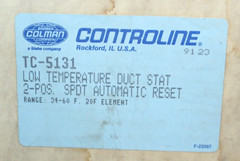 ⭐NEW IN BOX⭐Barber-Colman TC-5131 Low Limit Duct Thermostat Range:34-60°F🔴USA🔵
