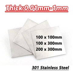 Stainless Steel 301 Plate Sheet Metal 0.01/0.02/0.03/0.04/0.05/0.1 – 1mm Thick