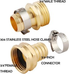3 Set Brass Garden Hose Repair Connector Kit with Fit for 3/4" hose