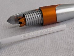 100 Stylus Tip Click Pens Javalina Hub Pen lot METALLIC SILVER & ORANGE