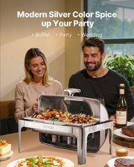 9QT Roll Top Chafing Dish Buffet Set Stainless Steel Chafer Food Warmer w/ Clip
